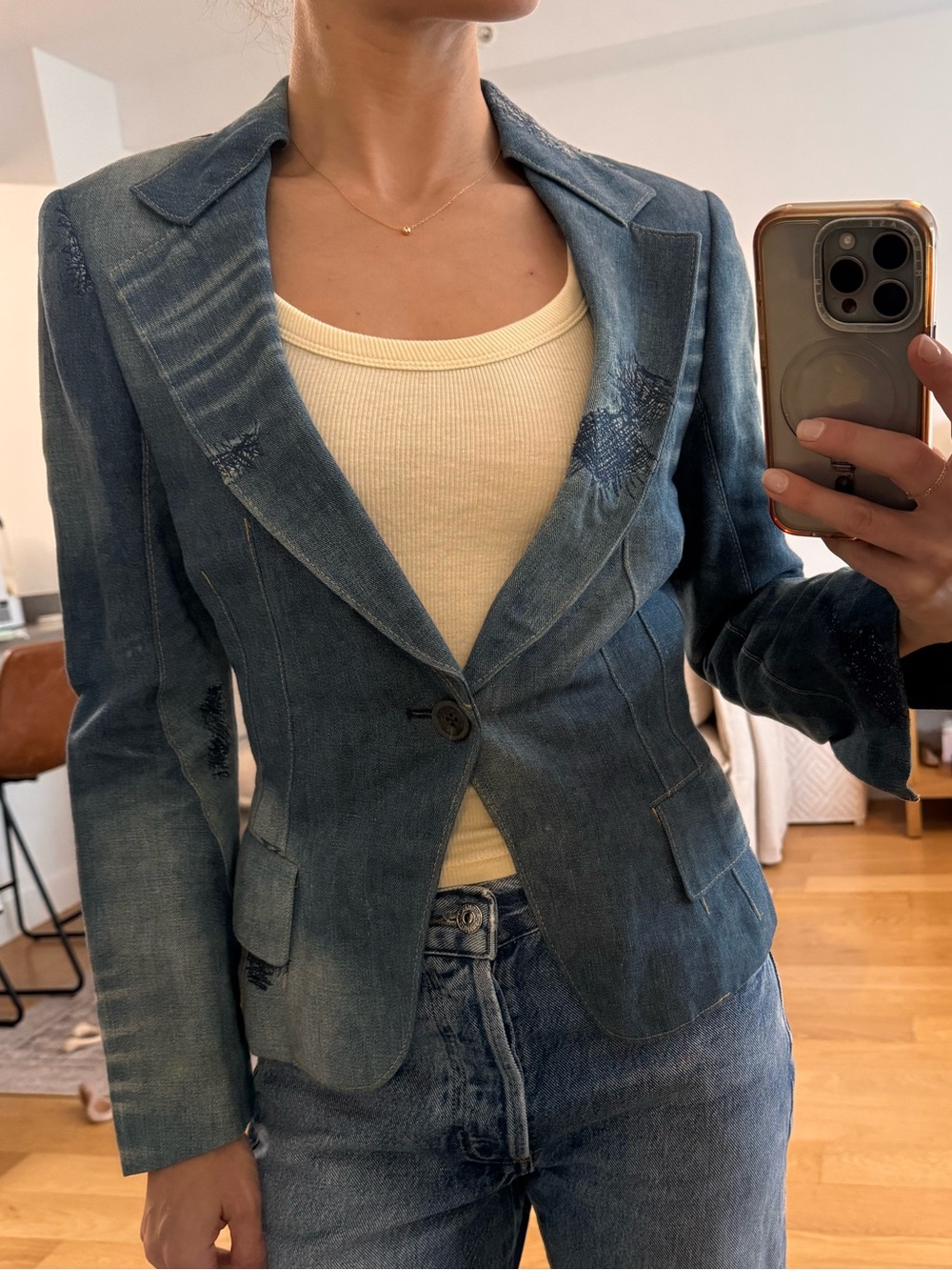 Junya Watanabe Comme des Garcons Women's Denim Blazer Jacket - Med Wash